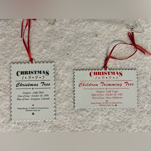 1994 & 1995 Hallmark Christmas Stamp Enamel on Copper Keepsake Holiday Ornaments - Picture 5 of 5